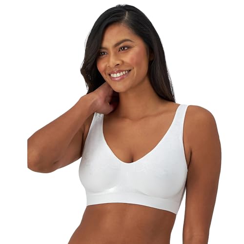 Bali Damen Wireless Comfort Revolution Seamless Bra ComfortFlex Fit T-Shirt BH, Undurchsichtige, Weißer Aztekenmuster, Large von Bali