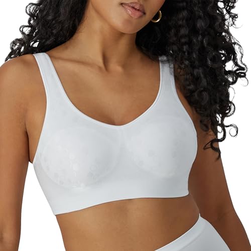 Bali Damen Wireless BH Comfort Revolution Full Coverage Wirefree Bra für Frauen, Weißer Punkt, Large von Bali