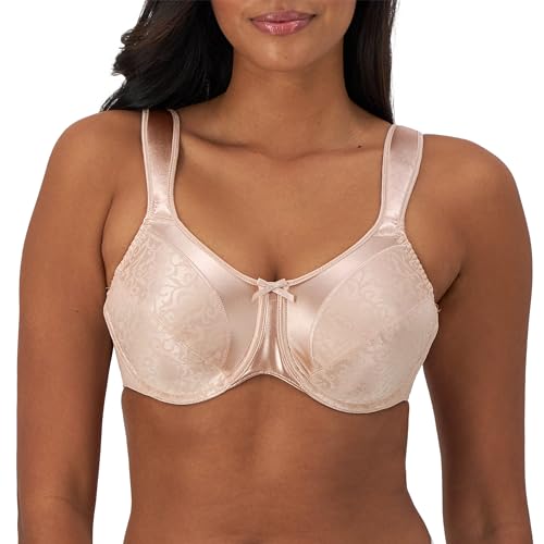 Bali Satin Tracings Minimizer BH, Bügel-BH, Vollflächiger BH, maximale Unterstützung, Minimizer Bügel-BH, Rosewood, 80DD von Bali