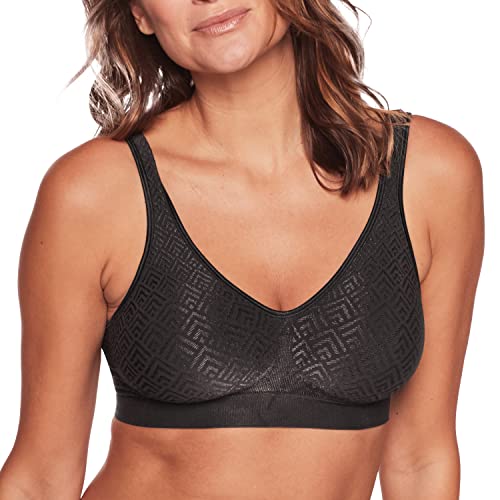 Bali Women's Comfort Revolution Wirefree Bra with Smart Sizes, Black Retro Print, X-Large von Bali