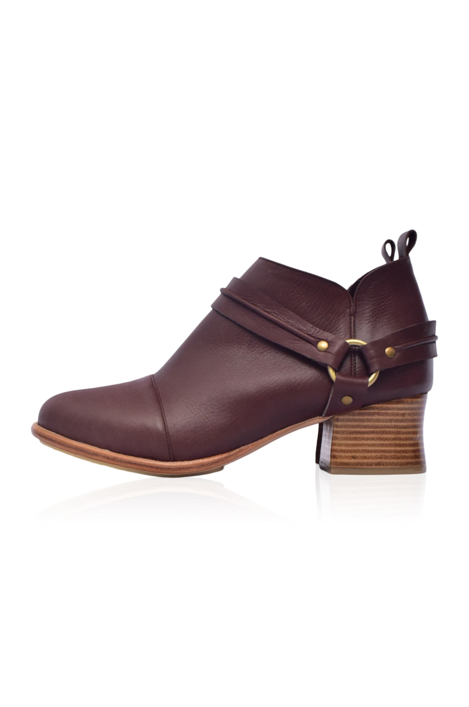 Dasha. Braune Stiefel/Lederkle Booties Western Blockabsatz Booties. Alle Größen von BaliELF