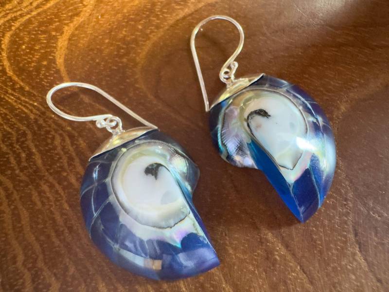 Blue Nautilus Shell Earrings Personalised Gift Blue Nautilus Shell Earrings Personalised Gift von BaliMoonSilver