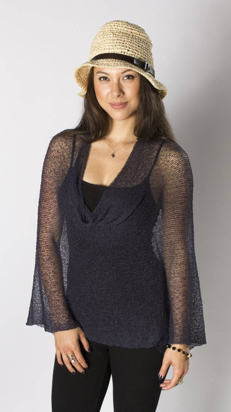 Dunkelblauer Durchscheinender Poncho, Sommerkleid, Gestrickter Schal Poncho-Umhang, 50+ Farben Avail #112 von BaliPrema