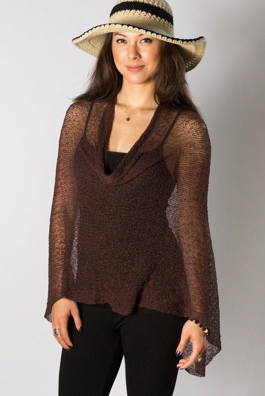 Espresso Boho Schal, Damen Poncho, Strand Strick Sommer Resort Wear Cover, 50+ Farben Verfügbar, #37 von BaliPrema