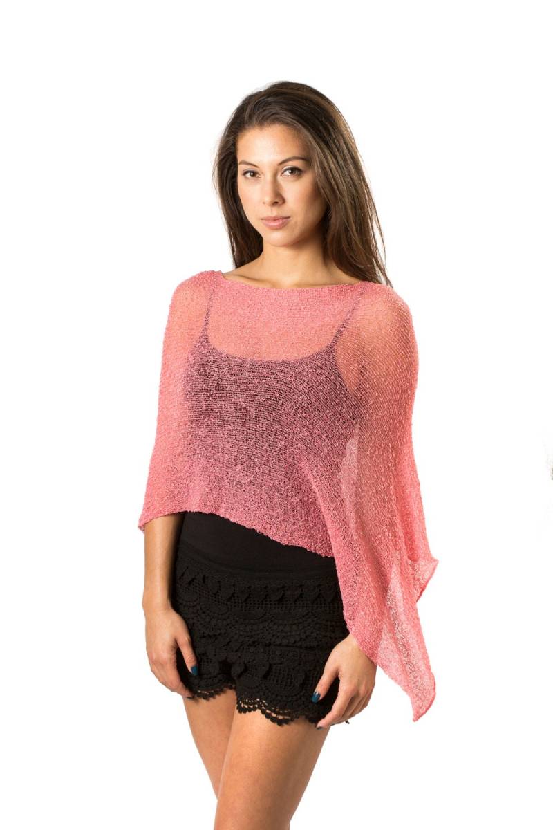 Rosa Poncho, Strick Frauen Infinity Boho Beach Resort Wear, Schiere Sommer 50+ Farben Verfügbar, #118 von BaliPrema