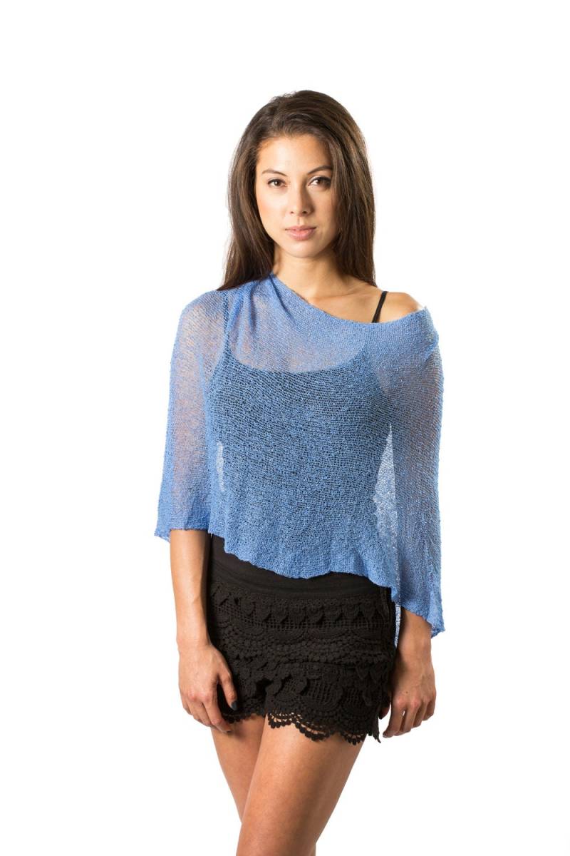 Sky Blue Boho Strand Poncho, Infinity Frauen Strick Schiere Sommer Strandvertuschung, 50+ Colors #33 von BaliPrema