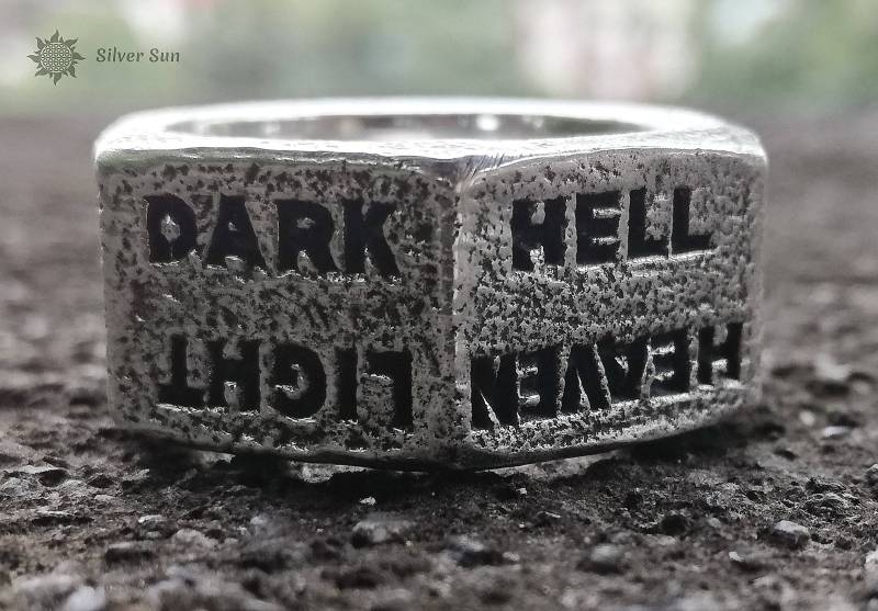 Alter Techno Style Ring Nuss Güte Und Böses Sterling Silber Beinhaltet Markenverpackung Sun Schmuck Design Handmade Aus Bali von BaliSilverSun