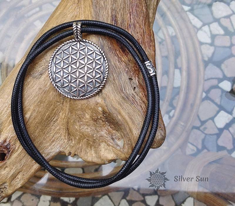 Doppelseitiger Anhänger Sterling Silber Blume Des Lebens Merkaba Heilige Geometrie Halskette Sonne Stil Schmuck Design Handarbeit Aus Bali von BaliSilverSun