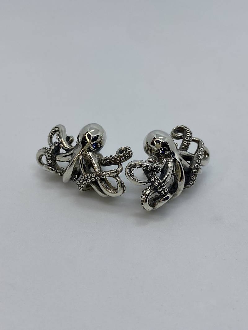 Ohrringe Oktopus Sterling Silber Blau Saphire Aus Thailand Beinhaltet Verpackung Sonnenstil Schmuck Design Handmade Bali von BaliSilverSun