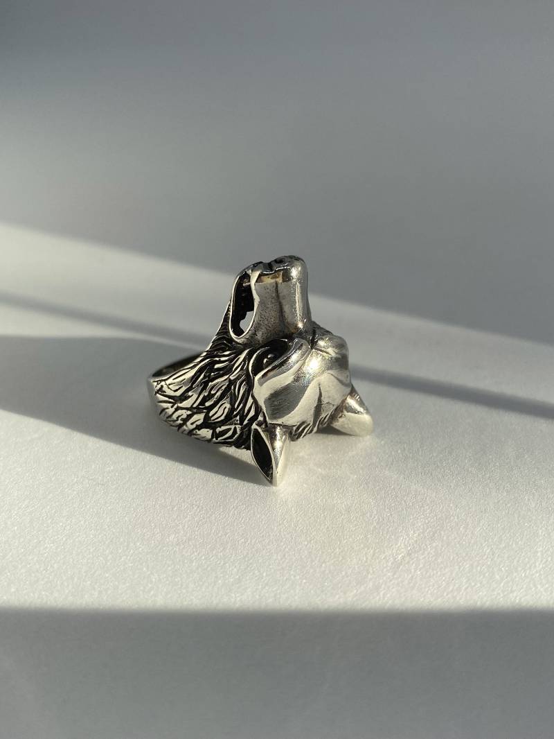 Ring Wolf Single Sterling Silber Schmuckdesign Beinhaltet Markenverpackung Sun Style Handgefertigt Aus Bali von BaliSilverSun