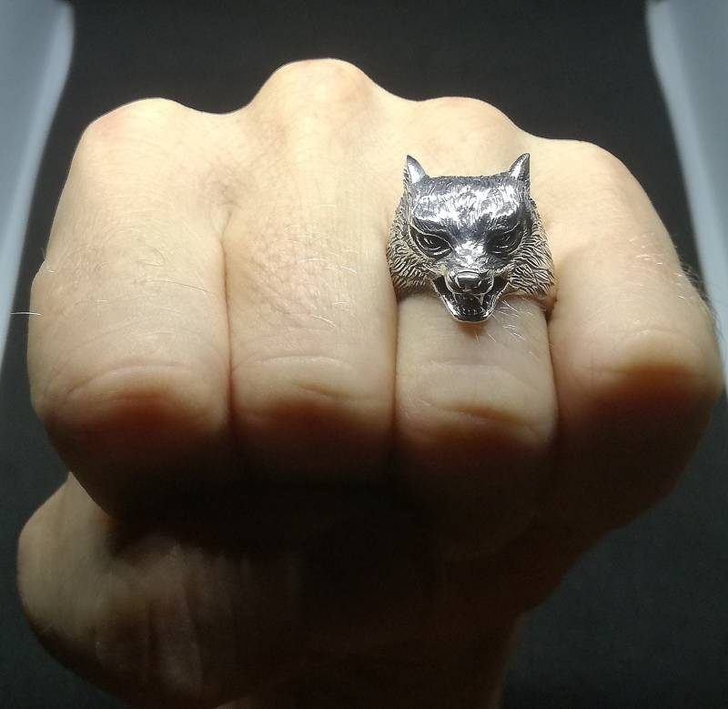 Ring Wolf Single Sterling Silber Schmuckdesign Beinhaltet Markenverpackung Sun Style Handgefertigt Aus Bali von BaliSilverSun