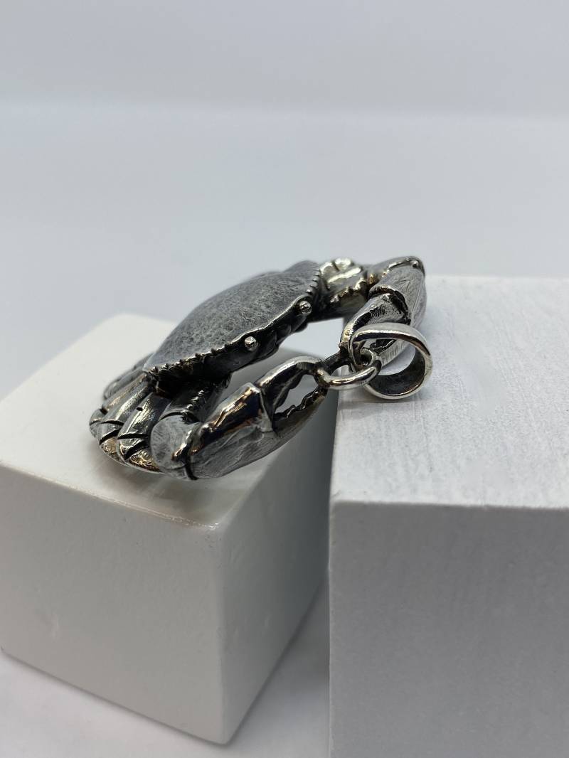 Sterling Silber Krabben Anhänger Halskette Beinhaltet Verpackung Sonnen Stil Schmuck Design Nylonschnur Schwarz Jede Länge Handgefertigt Aus Bali von BaliSilverSun