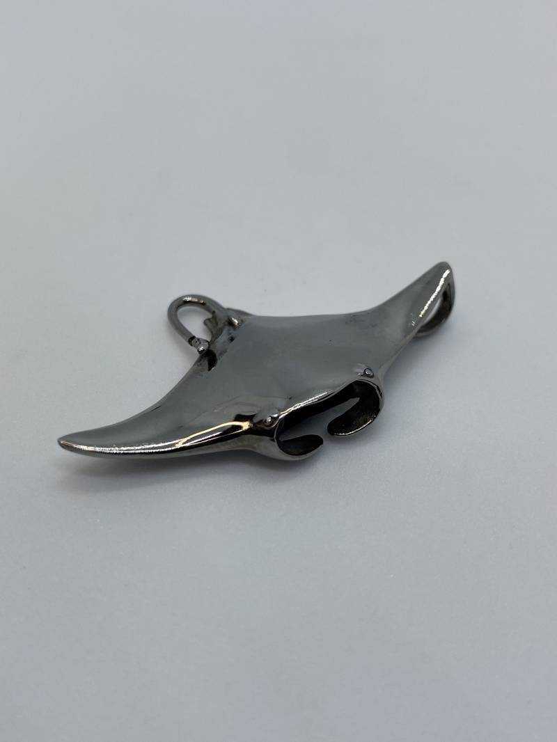 sterling Silber Schwarz Manta Teufelsfisch Rochenrochen Rhodium Beschichtung Nylonschnur Verstellbar Anhänger Halskette Schmuck Design Handmade From von BaliSilverSun