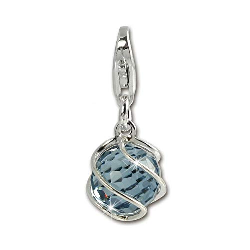 Balia Charm Anhänger 925 Silber Kugel Aqua Zirkonia blau von SilberDream D4FC200B Charmsschmuckanhänger von Balia