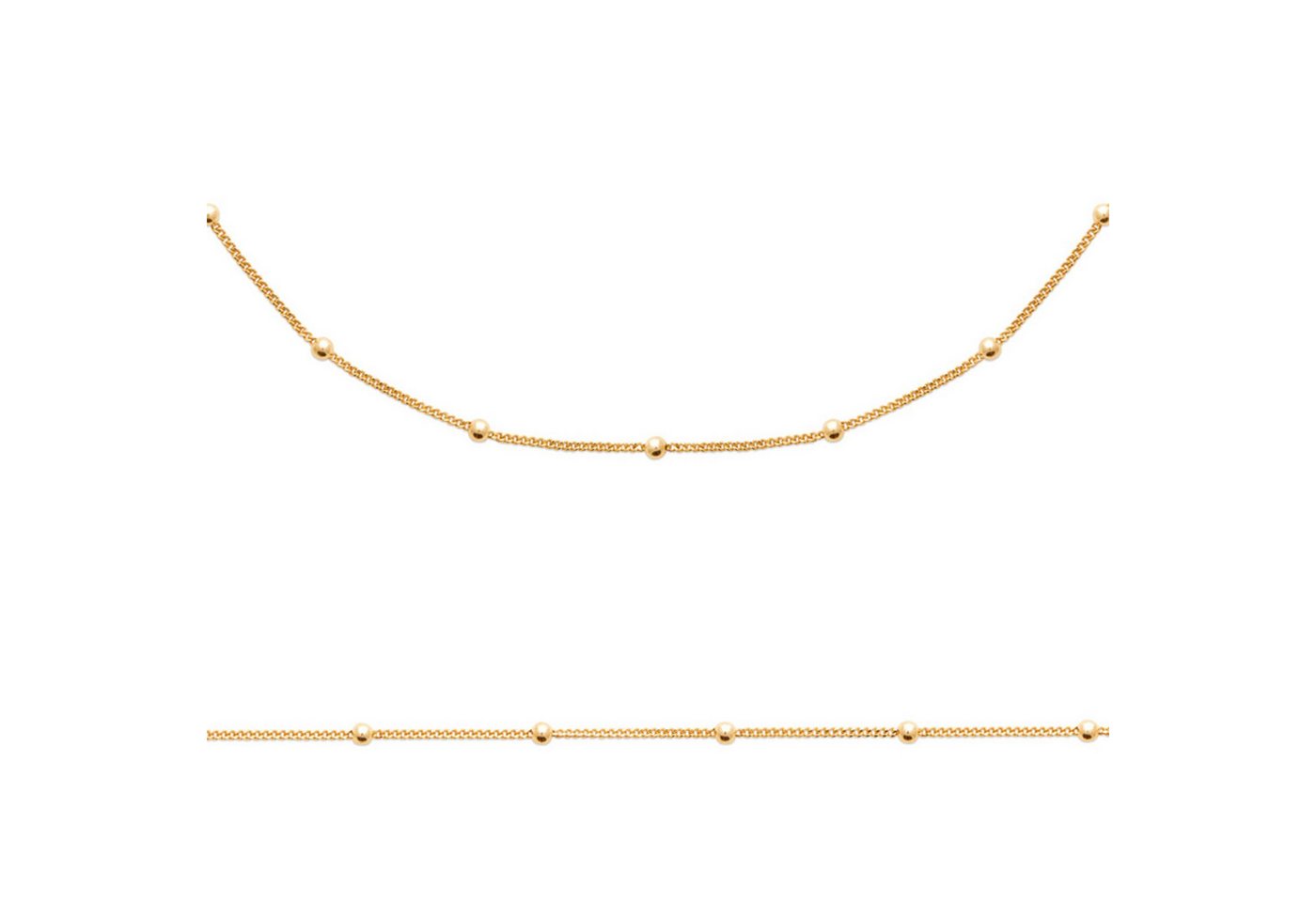 Balia Collier Balia Halskette plain Karabinerverschluss (Halsketten), Damen Halskette (Kugeln) 45cm, vergoldet (Gelbgold 750), Farbe: gold von Balia