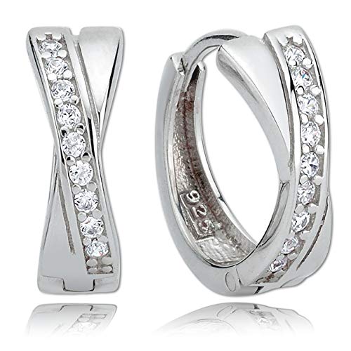 Balia Creolen Damen mit Zirkonia aus poliertem 925er Silber BAO0001SW von Balia