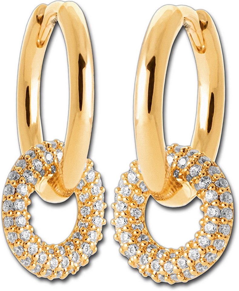 Balia Creolen-Set Balia Creole plain Zirkonia (Creole), Creolen vergoldet (Gelbgold 750) plain Damen Ohrschmuck von Balia