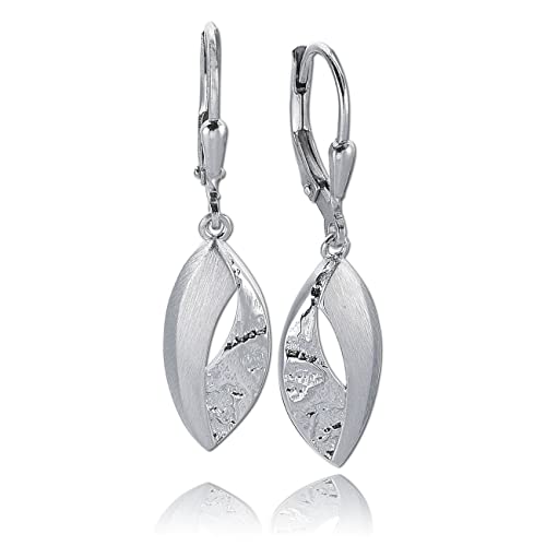 Balia Damen Ohrringe matt und gehämmert aus 925er Silber mit Zirkonia BAO0067SO Silber Ohrhänger von Balia