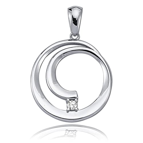 Balia Kettenanhänger für Damen 925 Silber matt und glanz mit Zirkonia BAH0006SW Silber Kettenanhänger von Balia