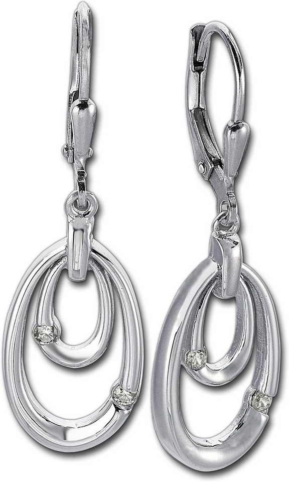 Balia Paar Ohrhänger Balia Damen Ohrringe poliert 925er (Ohrhänger), Damen Ohrhänger Ovale aus 925 Sterling Silber, Länge ca. 3,8cm von Balia
