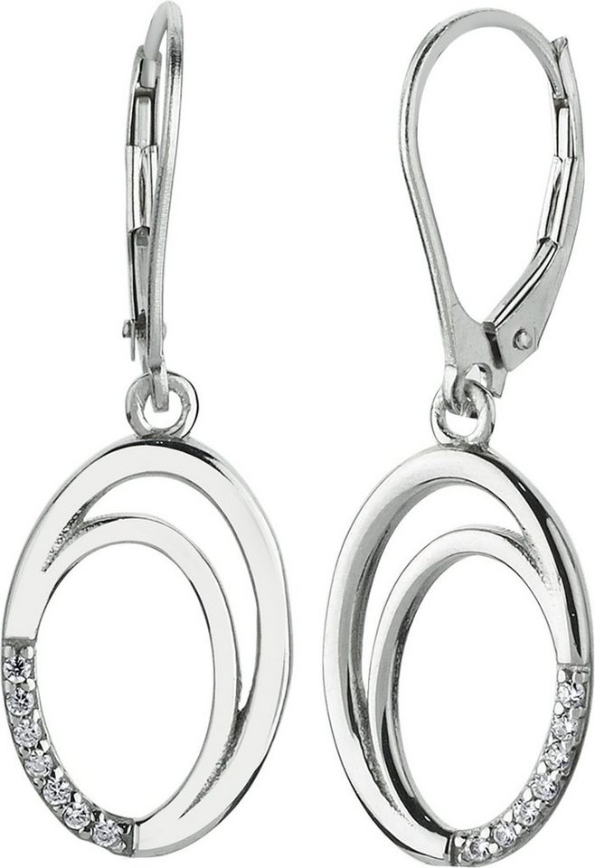 Balia Paar Ohrhänger Balia Damen Ohrringe poliert 925er (Ohrhänger), Damen Ohrhänger Doppelkreis aus 925 Sterling Silber, Länge ca. 3,2cm von Balia