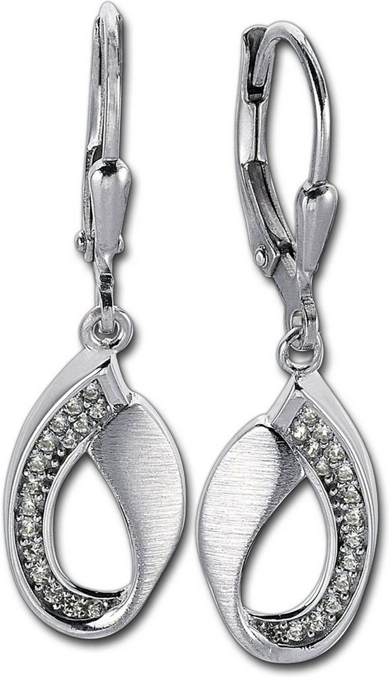 Balia Paar Ohrhänger Balia Damen Ohrringe matt und poliert (Ohrhänger), Damen Ohrhänger Loop aus 925 Sterling Silber, Länge ca. 3,3cm von Balia