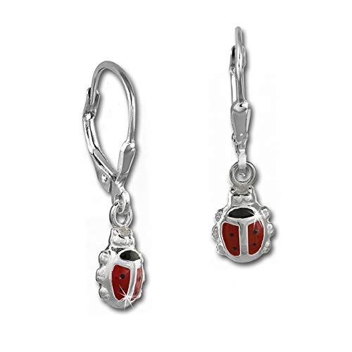 Ohrringe für Kinder Ohrhänger Sterling Silber Marienkäfer rot schwarz D4SDO584R Ohrhänger von Balia