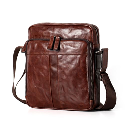 Balidiya Umhängetasche aus echtem Leder für Herren, Schultertasche, Handtasche, Kuriertasche, Outdoor, Reisen, Business, Braun-05, Lässig, klassisch von Balidiya