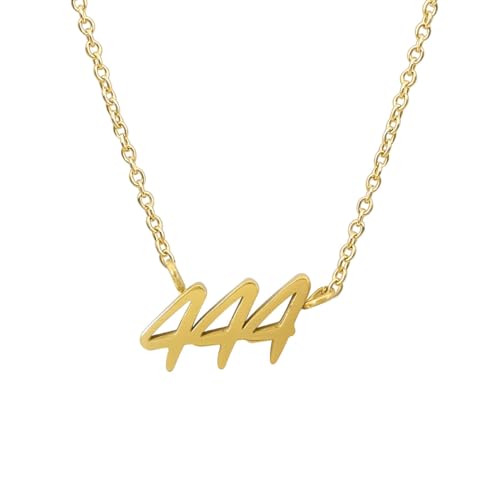 Balilou Engelszahlen Armband Angelnumber Kette Engels Zahl Armkette Spiritueller Schmuck Fußkette Zeichen Cosmic Numbers Angel Number aus Edelstahl Glücksbringer Glückszahl - 444 Gold Silber von Balilou