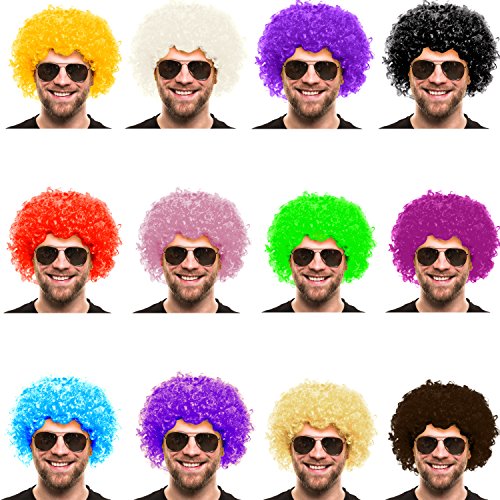 Afro PERÜCKE LOCKENKOPF Wig AFROPERÜCKE e Locken XXL Herren Damen Karneval Fasching LOCKENPERÜCKE (Blau) von Balinco