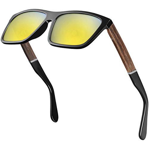 Balinco® polarisierte Sonnenbrille (Handmade) mit rechteckigen Gläsern & Bambusbügeln - für Damen & Herren geeignet - schützt vor UV-Strahlen oder Reflexionen - im praktischen Set von Balinco
