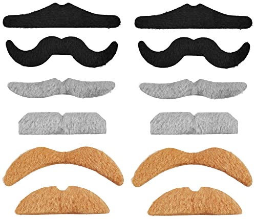 Balinco 12-teiliges selbstklebende Schnurrbart Klebebärte als perfektes Accessoire für Damen und Herren Kostüme zum Karneval/Fasching von Balinco