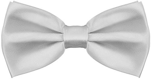 Balinco – Edle Fliege für Herren in Seidenoptik mit Hakenverschluss 12,5x6,5 cm – Papillon vorgebunden & in der Länge verstellbar – Perfekt für Anzug, Smoking, Hochzeit, JGA, Karneval (Silber) von Balinco