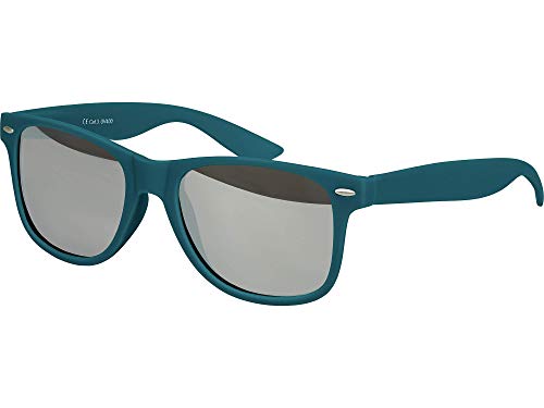 Balinco Sonnenbrille UV400 CAT 3 CE Rubber - mit Federscharnier für Damen & Herren (dunkelblau/grün - silber verspiegelt) von Balinco