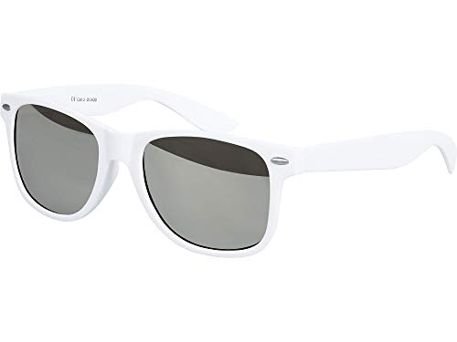 Balinco Sonnenbrille UV400 CAT 3 CE Rubber - mit Federscharnier für Damen & Herren (weiß - silber verspiegelt) von Balinco