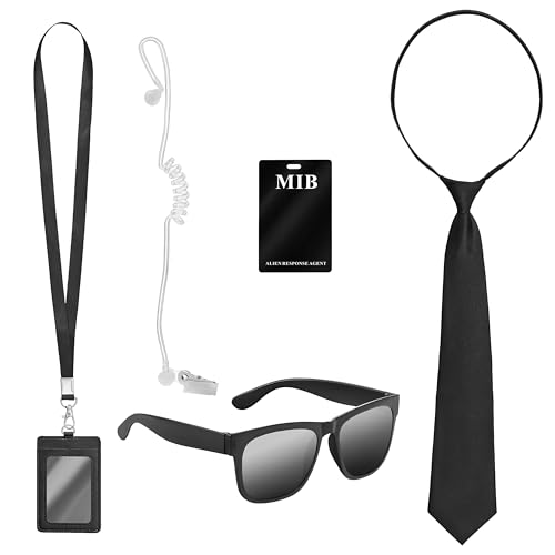Balinco MIB Set – Schwarze Sonnenbrille & Kartenhalter im Geheimagenten-Stil | Perfektes Accessoire für Kostüm, Karneval, Fasching & Mottoparty | Für Erwachsene & Jugendliche von Balinco