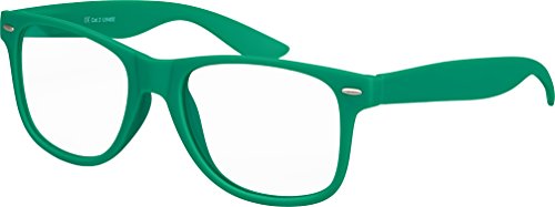 Balinco Nerd Sonnenbrille mit Klarglas matte Rubber Retro Vintage Unisex Brille mit Federscharnier (Dunkelgrün) von Balinco