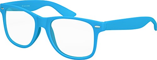 Balinco Nerd Sonnenbrille mit Klarglas matte Rubber Retro Vintage Unisex Brille mit Federscharnier (Hellblau) von Balinco