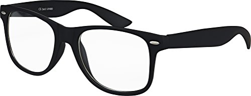 Balinco Nerd Sonnenbrille mit Klarglas matte Rubber Retro Vintage Unisex Brille mit Federscharnier (Schwarz) von Balinco