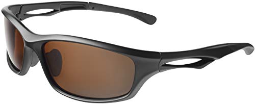 Balinco Polarisierte Sportbrille Sonnenbrille Fahrradbrille mit UV400 Schutz für Damen & Herren Autofahren Laufen Radfahren Angeln Golf (Matt Black - Brown) von Balinco