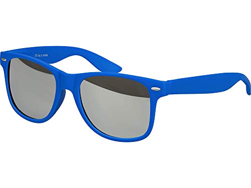 Balinco Sonnenbrille UV400 CAT 3 CE Rubber - mit Federscharnier für Damen & Herren (blau - silber verspiegelt) von Balinco