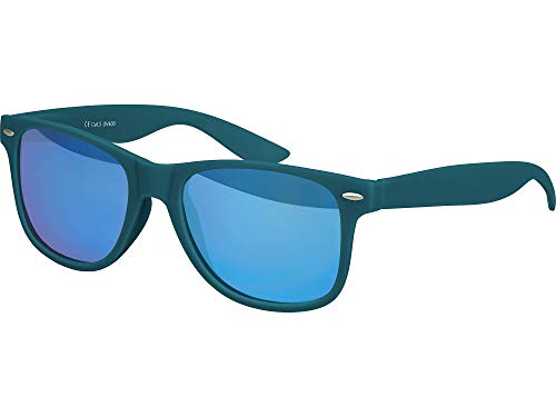 Balinco Sonnenbrille UV400 CAT 3 CE Rubber - mit Federscharnier für Damen & Herren (dunkelblau/grün - blau verspiegelt) von Balinco