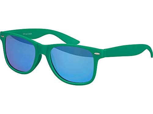 Balinco Sonnenbrille UV400 CAT 3 CE Rubber - mit Federscharnier für Damen & Herren (dunkelgrün - blau verspiegelt) von Balinco