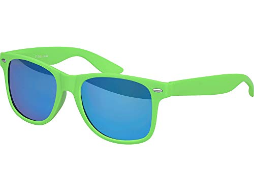 Balinco Sonnenbrille UV400 CAT 3 CE Rubber - mit Federscharnier für Damen & Herren (grün - blau verspiegelt) von Balinco