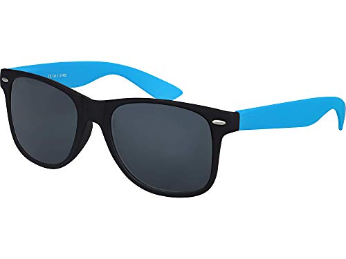 Balinco Sonnenbrille UV400 CAT 3 CE Rubber - mit Federscharnier für Damen & Herren (hellblau/schwarz - smoke) von Balinco