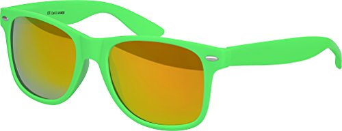 Balinco Sonnenbrille UV400 CAT 3 CE Rubber - mit Federscharnier für Damen & Herren (hellgrün - rot/orange verspiegelt) von Balinco