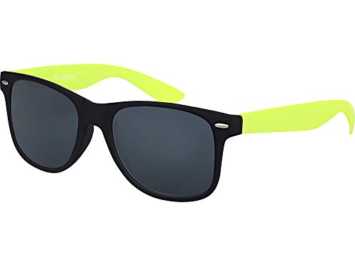 Balinco Sonnenbrille UV400 CAT 3 CE Rubber - mit Federscharnier für Damen & Herren (neongelb/schwarz - smoke) von Balinco