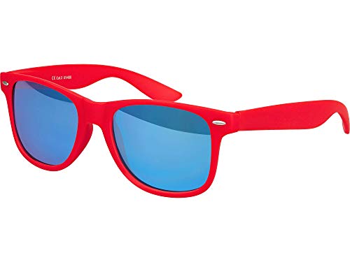 Balinco Sonnenbrille UV400 CAT 3 CE Rubber - mit Federscharnier für Damen & Herren (rot - blau verspiegelt) von Balinco
