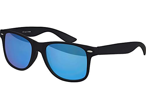 Balinco Sonnenbrille UV400 CAT 3 CE Rubber - mit Federscharnier für Damen & Herren (schwarz - blau verspiegelt) von Balinco