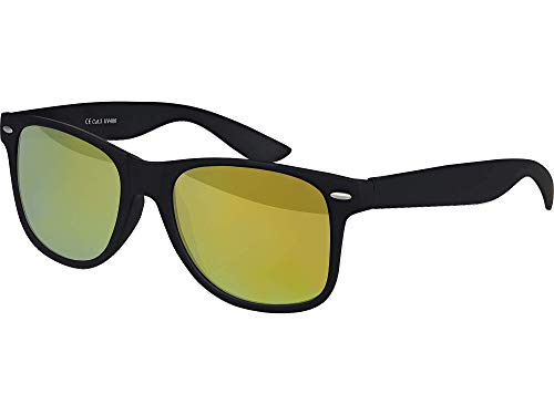 Balinco Sonnenbrille UV400 CAT 3 CE Rubber - mit Federscharnier für Damen & Herren (schwarz - gelb) von Balinco